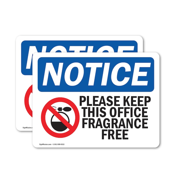 Signmission Please Keep This Office Fragrance Free Sign With Symbol, 5 in W x Rectangle, Vinyl Decal OS-2PACK-NS-D-35-L-17499 - main